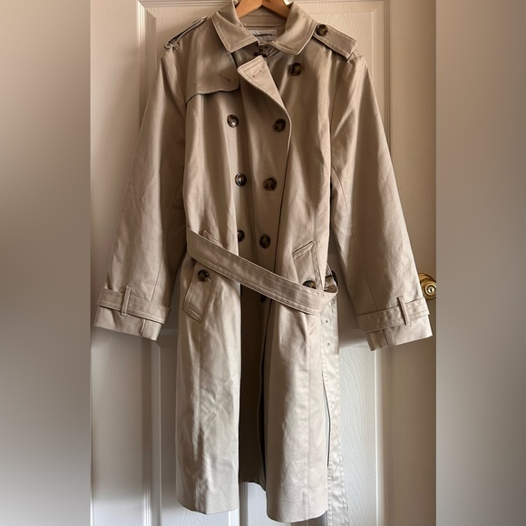 Liz Claiborne Jackets & Blazers - Liz Claiborne Womens Double Breasted Khaki Belted Classic Trench Coat Size XL